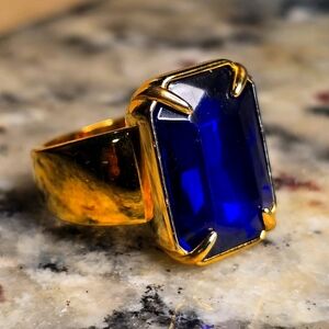 Ann Taylor Gold Ring with Deep Blue Gemstone